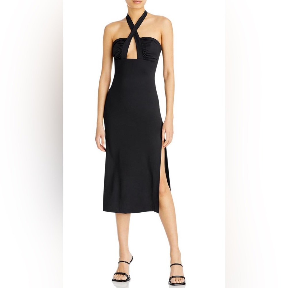 Bardot Guilia Womens Tie Neck Midi Halter Dress XS